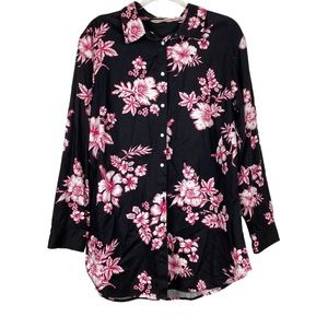 Soft Surroundings Island Time Black Tencel Button-Down Shirt